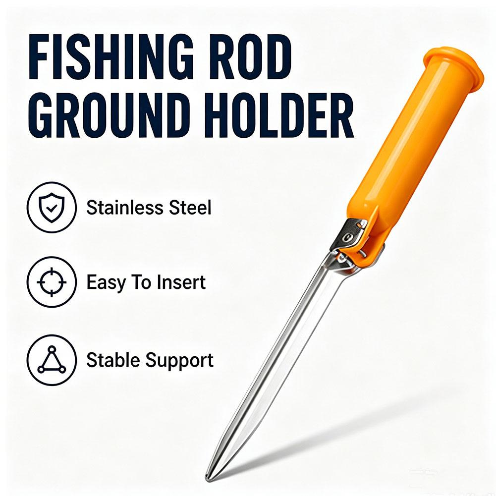 Fishing Rod Surf - ที่วางคันเบ็ดตกปลาแบบพับได้อเนกประสงค์พร้อมฝาปิดเก็บของ - ขาตั้งคันเบ็ดสำหรับตกปลาทะเล ดีไซน์กะทัดรัดสำหรับตกปลาชายหาด